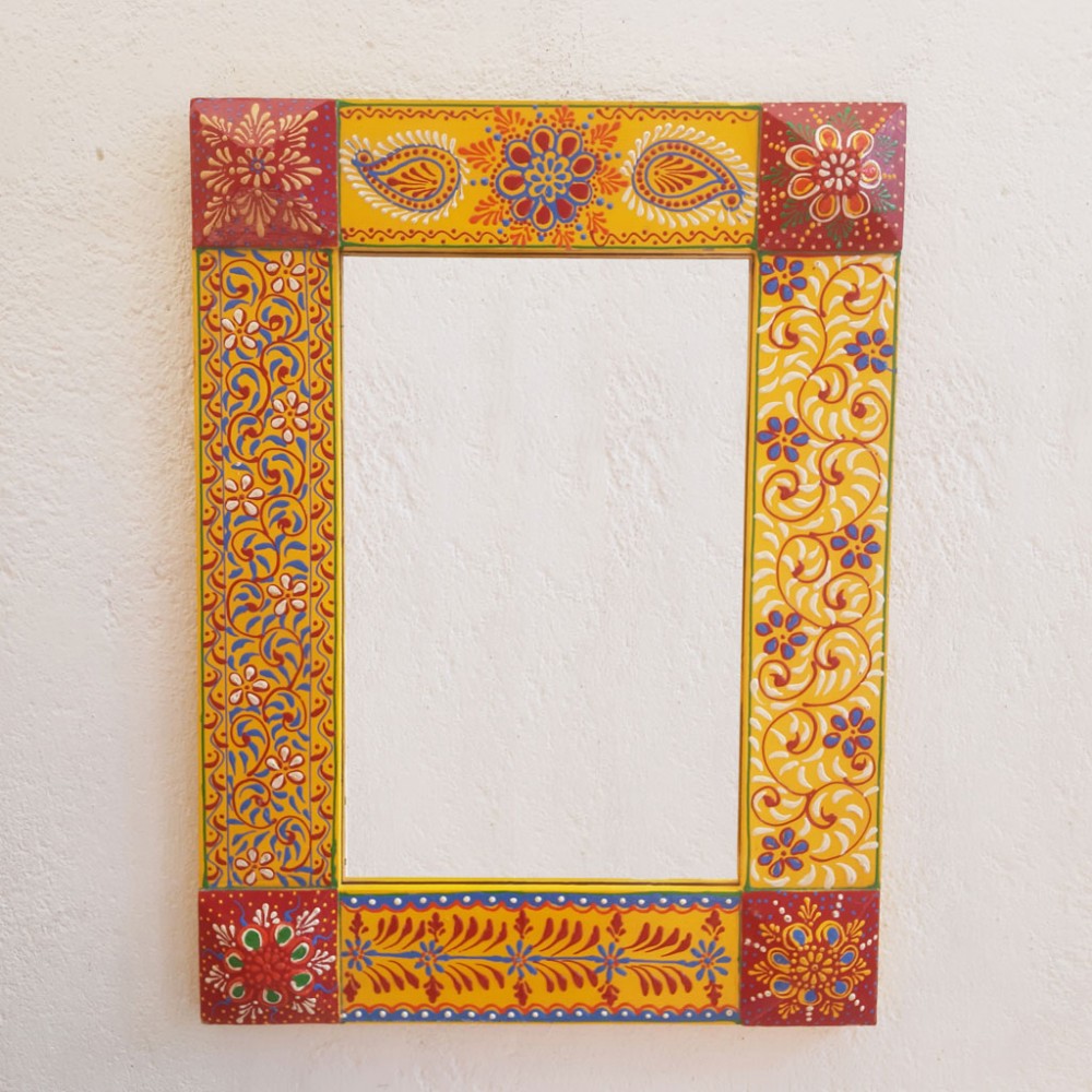 Yellow-Red Painted Mirror Frame