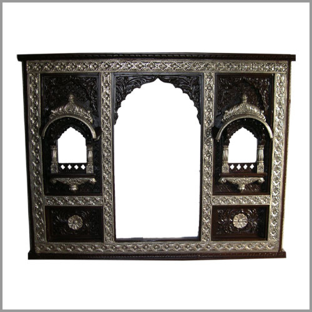 Three Jharokha Panel with Silver Sheet Art Work