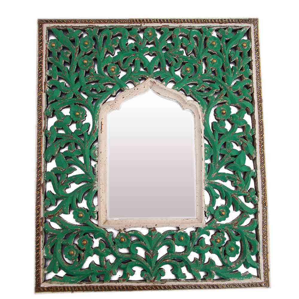Wooden Jaisalmer Jali Mirror Frame - Hand Painted